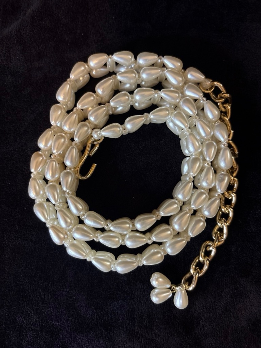 Vintage Faux Teardrop Pearl Chain Belt Glam Chic EUC Retro Cottagecore Classic